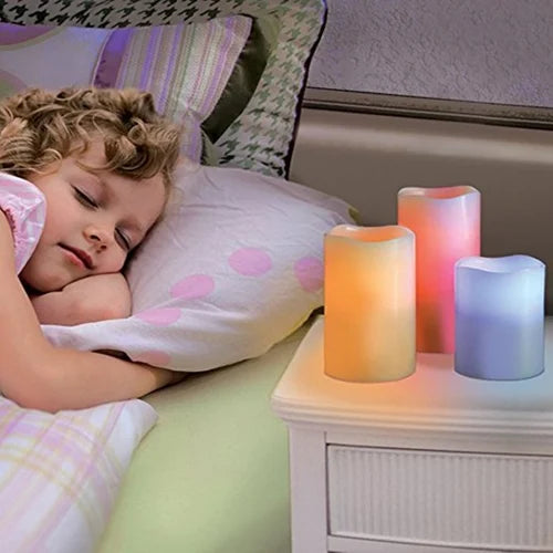 Magic Colour Changing Wax Candles With Remote 3 Pcs In 1 Box (random Colour)