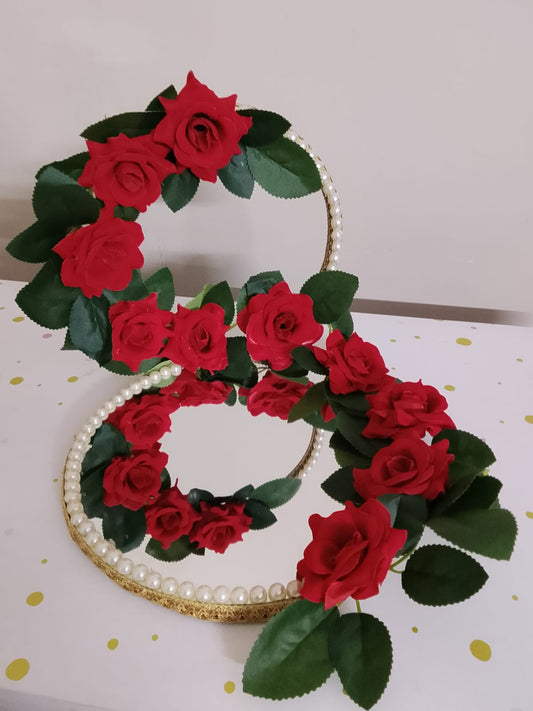 Double Ring Floral Mirror Tray – Red Rose Theme