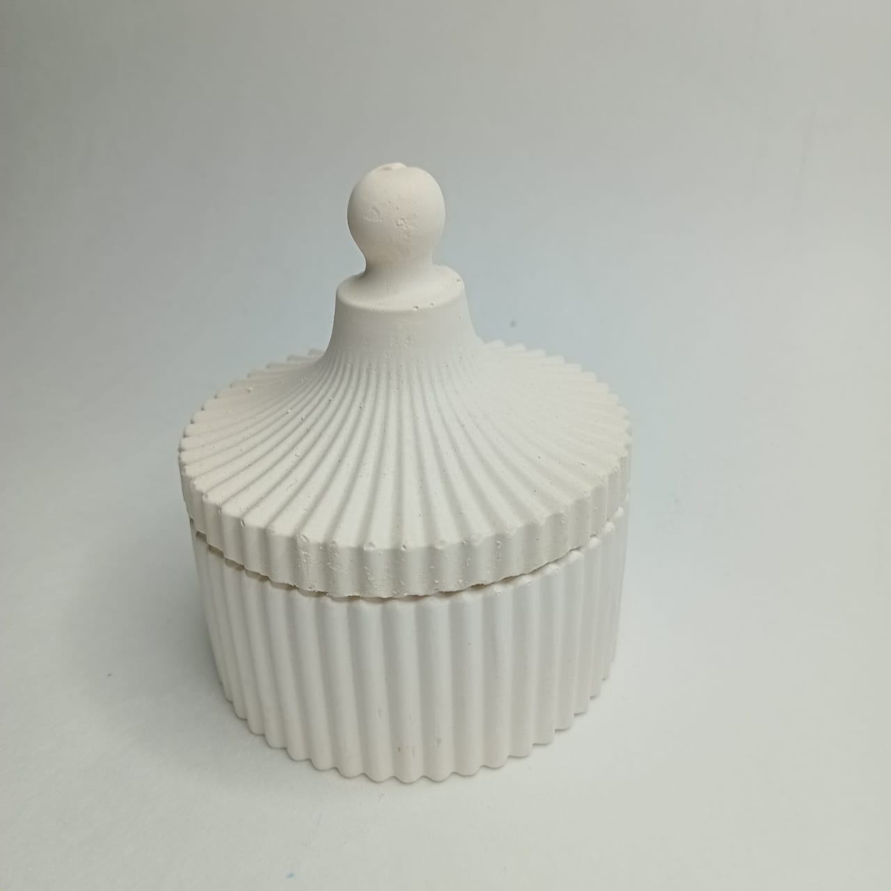 Elegant Ribbed Ceramic Jar with Lid