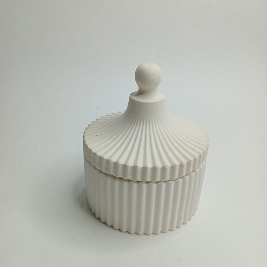 Elegant Ribbed Ceramic Jar with Lid