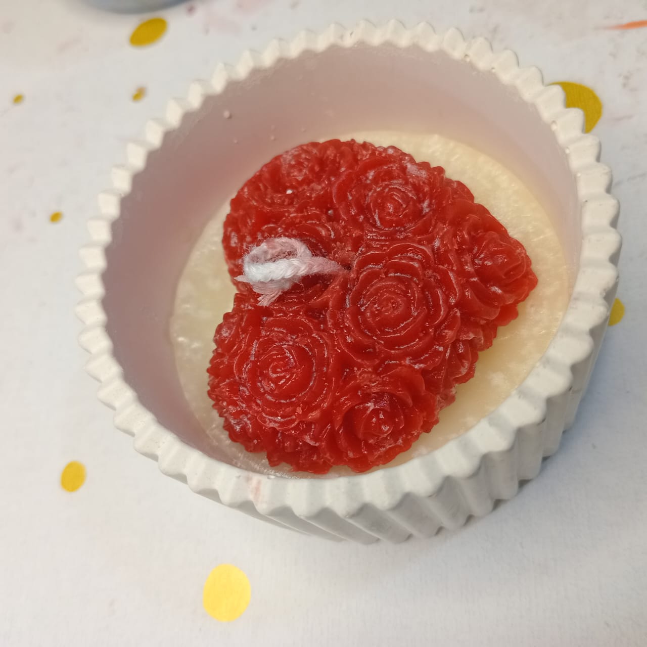 Heart Rose Mold Soy Wax Candle in Ceramic Jar – Romantic Elegance by WickLit2025