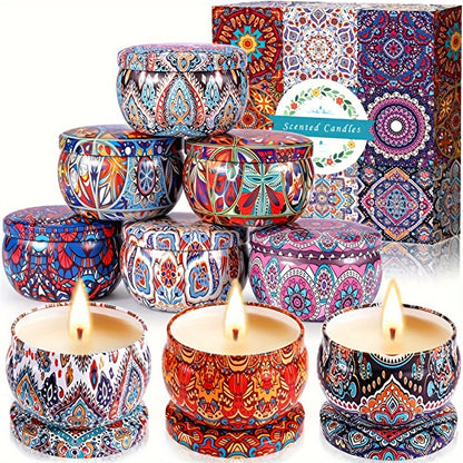 Hand-Poured Soy Scented Candle in Floral Tin Jar